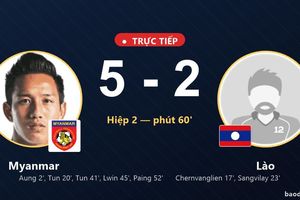 TRỰC TIẾPTrực tiếp Myanmar vs Lào: Myanmar nới rộng cách biệt 5-2