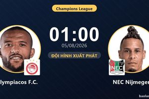TRỰC TIẾPTrực tiếp Olympiacos F.C. vs NEC Nijmegen: Đội hình xuất phát