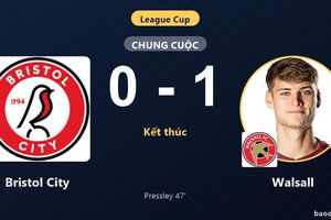 Walsall đánh bại Bristol City, tạo dấu ấn ở League Cup