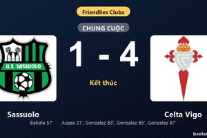Thống kê trận đấu Sassuolo 1-4 Celta Vigo: Celta Vigo thắng đậm thuyết phục