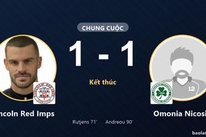 Omonia Nicosia gỡ hòa phút 90, Lincoln Red Imps cùng chia điểm