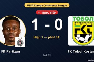 TRỰC TIẾPTrực tiếp FK Partizan vs FK Tobol Kostanay: FK Partizan mở tỷ số
