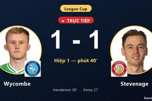TRỰC TIẾPTrực tiếp Wycombe vs Stevenage: Hết hiệp 1, hòa 1-1