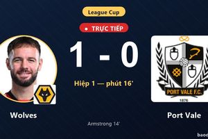 TRỰC TIẾPTrực tiếp Wolves vs Port Vale: Wolves mở tỷ số