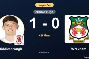 Hạ Wrexham 1-0, Middlesbrough giành vé đi tiếp tại League Cup