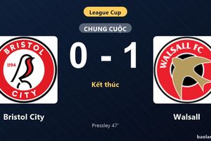 Thống kê trận đấu Bristol City 0-1 Walsall: A. Pressley tỏa sáng, Walsall giành chiến thắng, đi tiếp