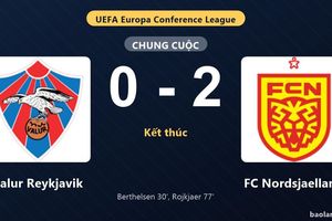 Thống kê trận đấu Valur Reykjavik 0-2 FC Nordsjaelland: N. Rojkjaer tỏa sáng, FC Nordsjaelland giành trọn 3 điểm