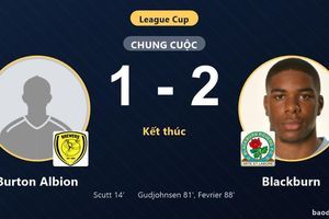 Ngược dòng thắng Burton Albion, Blackburn đi tiếp tại League Cup, tiễn chủ nhà rời cuộc chơi