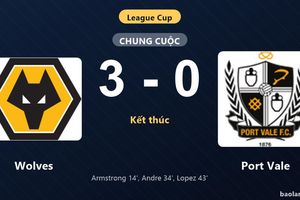 Thống kê trận đấu Wolves 3-0 Port Vale: F. Lopez tỏa sáng, Wolves giành chiến thắng, đi tiếp