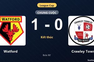 Thống kê trận đấu Watford 1-0 Crawley Town: M. Bola tỏa sáng, Watford giành chiến thắng, đi tiếp