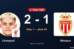 TRỰC TIẾPTrực tiếp Liverpool vs Monaco: Hết hiệp 1, Liverpool dẫn 2-1