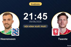 TRỰC TIẾPTrực tiếp Heerenveen vs Twente: Đội hình xuất phát