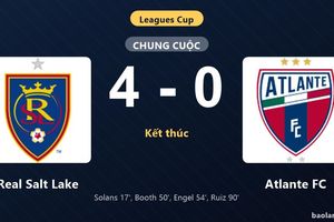Thống kê trận đấu Real Salt Lake 4-0 Atlante FC: Real Salt Lake thắng đậm thuyết phục