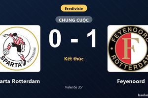 Thống kê trận đấu Sparta Rotterdam 0-1 Feyenoord: L. Valente tỏa sáng, Feyenoord giành trọn 3 điểm