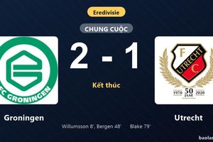 Thống kê trận đấu Groningen 2-1 Utrecht: T. van Bergen tỏa sáng, Groningen giành trọn 3 điểm