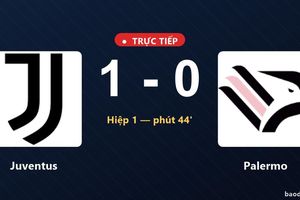 TRỰC TIẾPTrực tiếp Juventus vs Palermo: Hiệp 2 bắt đầu, Juventus dẫn 1-0