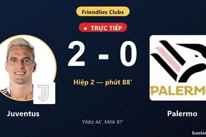 TRỰC TIẾPTrực tiếp Juventus vs Palermo: Juventus nhân đôi cách biệt