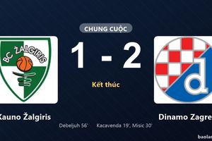Thống kê trận đấu Kauno Žalgiris 1-2 Dinamo Zagreb: Josip Misic tỏa sáng, Dinamo Zagreb giành trọn 3 điểm