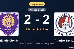 Thống kê trận đấu Orlando City SC 2-2 (pen 5-3) Atletico San Luis: Orlando City SC thắng nghẹt thở trên chấm luân lưu