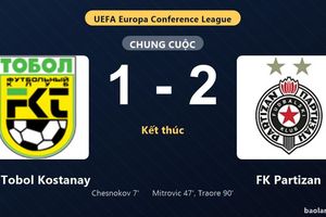 Thống kê trận đấu FK Tobol Kostanay 1-2 FK Partizan: FK Partizan ngược dòng ngoạn mục