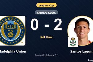 Bị Santos Laguna dội 2 bàn chớp nhoáng, Philadelphia Union ôm hận trên sân nhà