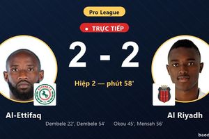 TRỰC TIẾPTrực tiếp Al-Ettifaq vs Al Riyadh: Al Riyadh gỡ hòa 2-2