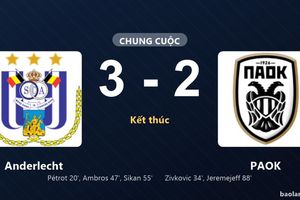 Thống kê trận đấu Anderlecht 3-2 PAOK: Danylo Sikan tỏa sáng, Anderlecht giành trọn 3 điểm