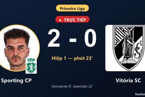 TRỰC TIẾPTrực tiếp Sporting CP vs Vitória SC: Sporting CP nhân đôi cách biệt