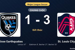 Thống kê trận đấu San Jose Earthquakes 1-3 St. Louis City: S. Becher tỏa sáng, St. Louis City giành trọn 3 điểm