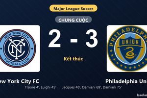 Thống kê trận đấu New York City FC 2-3 Philadelphia Union: Philadelphia Union ngược dòng ngoạn mục