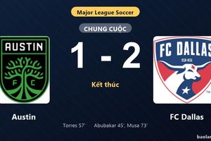 Thống kê trận đấu Austin 1-2 FC Dallas: P. Musa tỏa sáng, FC Dallas giành trọn 3 điểm