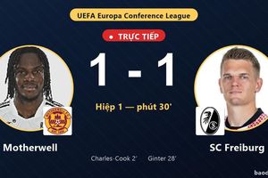 TRỰC TIẾPTrực tiếp Motherwell vs SC Freiburg: Hiệp 2 bắt đầu, hòa 1-1