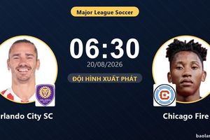 TRỰC TIẾPTrực tiếp Orlando City SC vs Chicago Fire: Đội hình xuất phát