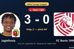 TRỰC TIẾPTrực tiếp Jagiellonia vs FC Iberia 1999: Jagiellonia nới rộng cách biệt 3-0