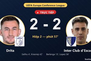 TRỰC TIẾPTrực tiếp Drita vs Inter Club d'Escaldes: Inter Club d'Escaldes gỡ hòa 2-2