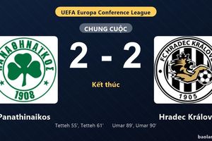 Thống kê trận đấu Panathinaikos 2-2 Hradec Králové: Màn rượt đuổi tỷ số mãn nhãn