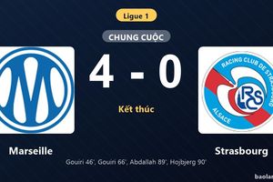 Thống kê trận đấu Marseille 4-0 Strasbourg: Marseille thắng đậm thuyết phục