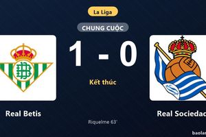 Thống kê trận đấu Real Betis 1-0 Real Sociedad: R. Riquelme tỏa sáng, Real Betis giành trọn 3 điểm