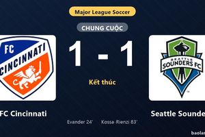 Thống kê trận đấu FC Cincinnati 1-1 Seattle Sounders: Hai đội chia điểm