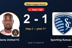 TRỰC TIẾPTrực tiếp Atlanta United FC vs Sporting Kansas City: Sporting Kansas City rút ngắn cách biệt 2-1