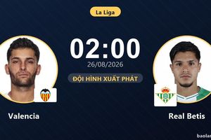 TRỰC TIẾPTrực tiếp Valencia vs Real Betis: Hiệp 2 bắt đầu, hòa 0-0