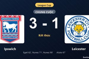Thống kê trận đấu Ipswich 3-1 Leicester: M. Nunez tỏa sáng, Ipswich giành chiến thắng, đi tiếp