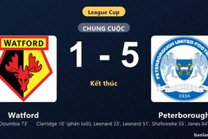 Thống kê trận đấu Watford 1-5 Peterborough: H. Jones tỏa sáng, Peterborough giành chiến thắng, đi tiếp