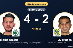 Diony lập hat-trick, Omonia Nicosia thắng St. Truiden 4-2 và giành vé đi tiếp