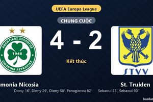 Thống kê trận đấu Omonia Nicosia 4-2 St. Truiden: N. Panagiotou tỏa sáng, Omonia Nicosia giành lợi thế trước lượt còn lại