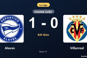 Thống kê trận đấu Alaves 1-0 Villarreal: L. Boye tỏa sáng, Alaves giành trọn 3 điểm