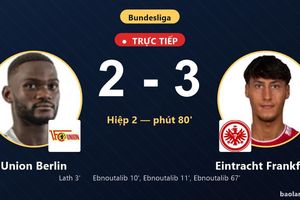 TRỰC TIẾPTrực tiếp Union Berlin vs Eintracht Frankfurt: Union Berlin rút ngắn cách biệt 2-3