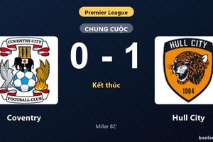 Thống kê trận đấu Coventry 0-1 Hull City: Liam Millar tỏa sáng, Hull City giành trọn 3 điểm