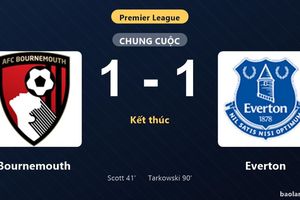 Thống kê trận đấu Bournemouth 1-1 Everton: Hai đội chia điểm