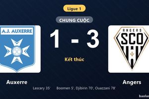Thống kê trận đấu Auxerre 1-3 Angers: A. El Ouazzani tỏa sáng, Angers giành trọn 3 điểm